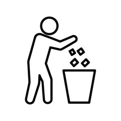 Trash Disposal Line Icon – Minimalist Vector Symbol for Cleanliness, Waste Management, and Public Awareness