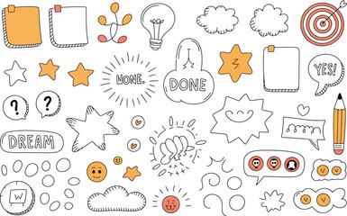 Collection of hand drawn doodle elements for design and brainstorming