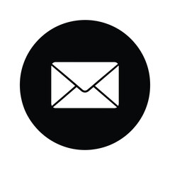 Envelope Icon in Black Circle – Minimalist Vector Symbol for Email, Messaging, and Communication Interfaces