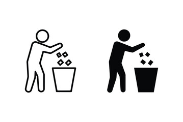 Trash Disposal Icon Set – Minimalist Vector Symbols for Waste Management, Deletion, and Eco Awareness