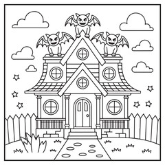 Naklejka premium House Spooky Coloring Pages