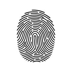 Black and White Fingerprint Vector – Minimalist Biometric Icon for Identity, Security, and Forensic Applications