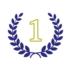 Number One Laurel Wreath Icon – Vector Symbol of Victory, Ranking, and Achievement in Bold Colors