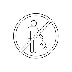 No Littering Sign Icon – Minimalist Vector Symbol for Clean Environment, Public Awareness, and Civic Responsibility