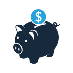 Piggy Bank Savings Icon – Minimalist Vector Symbol of Money, Budgeting, and Financial Planning