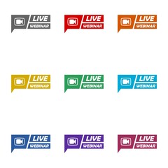 Live Webinar Button icon isolated on white background. Set icons colorful