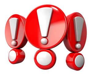 Attention exclamation mark icons red and white
