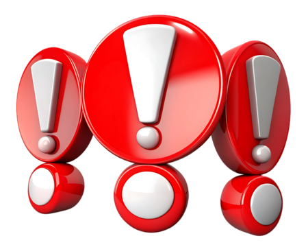 Attention exclamation mark icons red and white