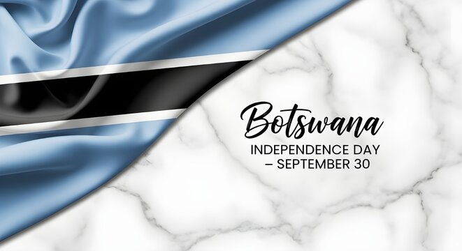 Botswana independence day celebration with national flag and marble background