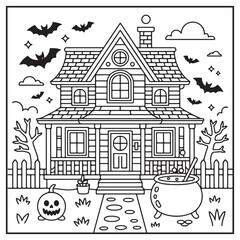Fototapeta premium House Spooky Coloring Pages