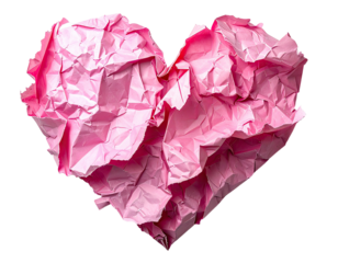 Crumpled pink heart shape (1)