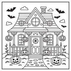 Fototapeta premium House Spooky Coloring Pages