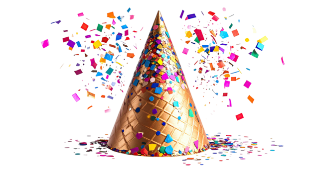 Party cone, confetti explosion