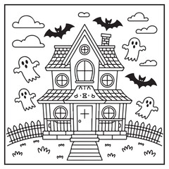 Obraz premium House Spooky Coloring Pages