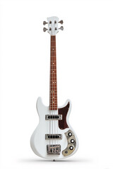 Naklejka premium A white background image of a bass, a musician's personal instrument. Ai generate.