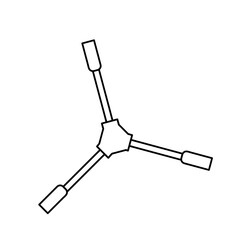 Wrench Icon: A minimalist monochrome illustration showcases a versatile lug wrench, essential tool.