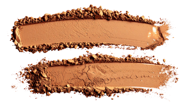Two swaths of light brown powder