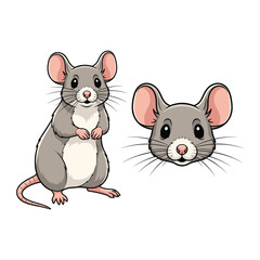 Mouse Fullbody and Close-Up Illustration for Product Design