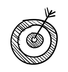 Target bullseye:  A simple hand-drawn target bullseye with an arrow at the centre.
