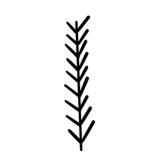 Simplified Plant Illustration: A minimalist black and white illustration of a plant's stem with multiple leaves, showcasing simplicity in a clean design.