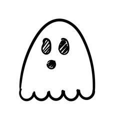Spooky Sketch: A minimalist sketch of a cute ghost with an adorable and surprising expression. It is a charming representation of the supernatural, conveying a whimsical and innocent essence.