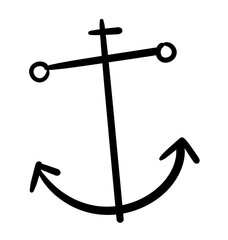 Anchor emblem of hope: A hand-drawn illustration featuring a simplistic yet evocative anchor symbol, representing stability, hope, and a nautical theme.