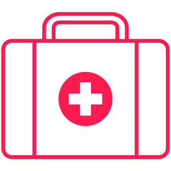 red outline medical briefcase icon