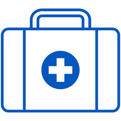 blue outline medical briefcase icon