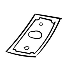 Money Note Drawing: A hand-drawn dollar note illustration capturing the concept of financial transaction and wealth.