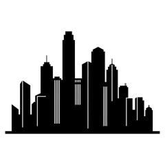 Fototapeta premium Modern City Skyline Vector, Minimal Urban Illustration, Flat Buildings Clipart, Simple Architecture Design Isolated on White