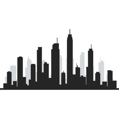 Naklejka premium Modern City Skyline Vector, Minimal Urban Illustration, Flat Buildings Clipart, Simple Architecture Design Isolated on White