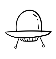 Extraterrestrial spacecraft silhouette: A simple, cartoonish illustration captures the iconic form of an extraterrestrial spacecraft, showcasing its classic saucer shape and landing gear.