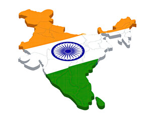3D map of India with national flag design