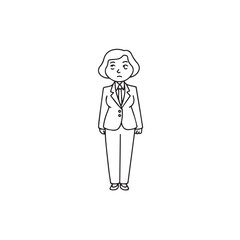 Old woman in formal clothes black and white vector illustration simple minimalist portrait design
