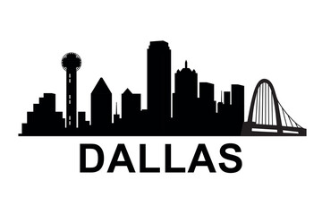 Fototapeta premium Dallas city skyline silhouette with iconic tower and bridge