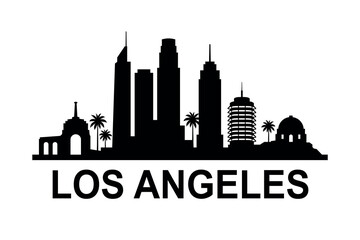Obraz premium Minimalist Los Angeles skyline silhouette with iconic city landmarks
