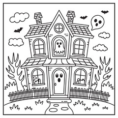 Fototapeta premium House Spooky Coloring Pages