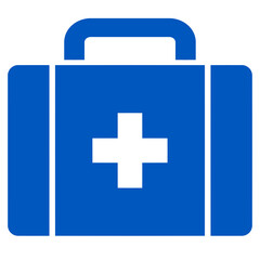 Fototapeta premium blue silhouette medical briefcase icon