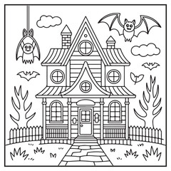 Fototapeta premium House Spooky Coloring Pages