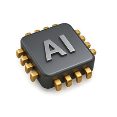 3D icon AI Microchip Processor Technology Concept