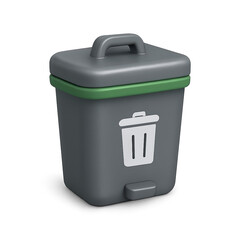 3D icon Gray Trash Can