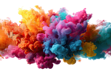 Colorful ink explosion. A vibrant display of various hues swirling and mixing in an abstract explosion pattern