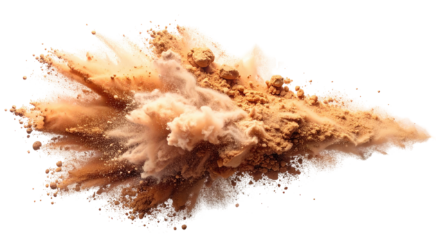 Abstract explosion of light beige and tan powder