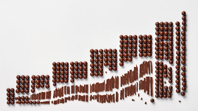 Creative chocolate art forming a data chart in a playful design
