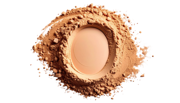 Light tan powder in a circular swirl