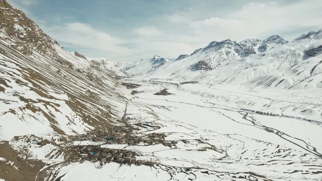 Aerial view of the Chicham Bridge, Himachal Pradesh, India.