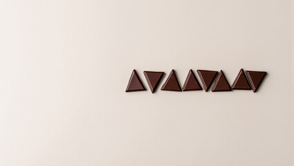 Creative display of dark chocolate triangles on a surface