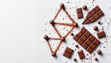 Chocolate arranged creatively on a clean surface for artistic display