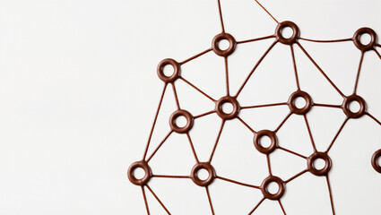 Intricate patterns formed by flowing chocolate on a white surface