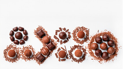 Elegant chocolates artfully arranged on a smooth surface